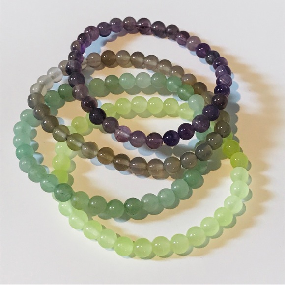 Jewelry - 4 Stretchy beaded bracelets green purple
